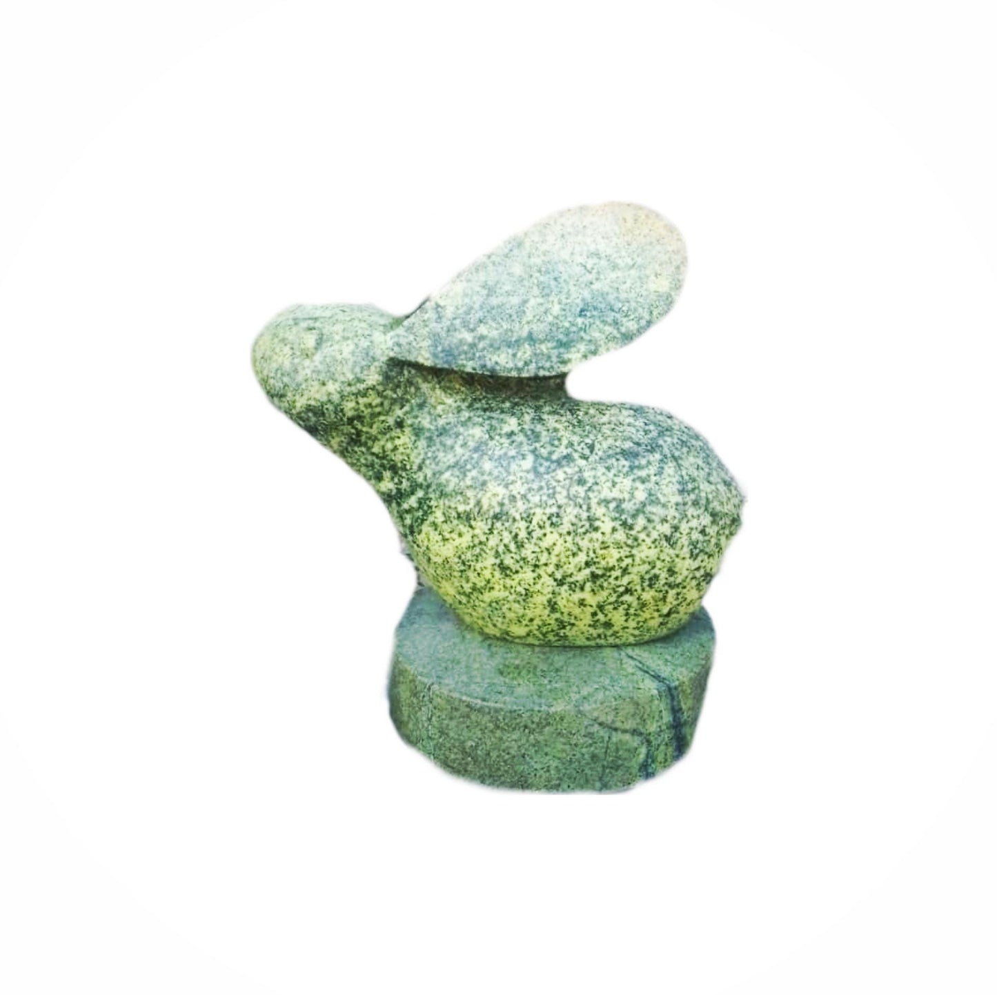 Unique Green Opal Stone Bunny Sculpture - Handcrafted African Art
