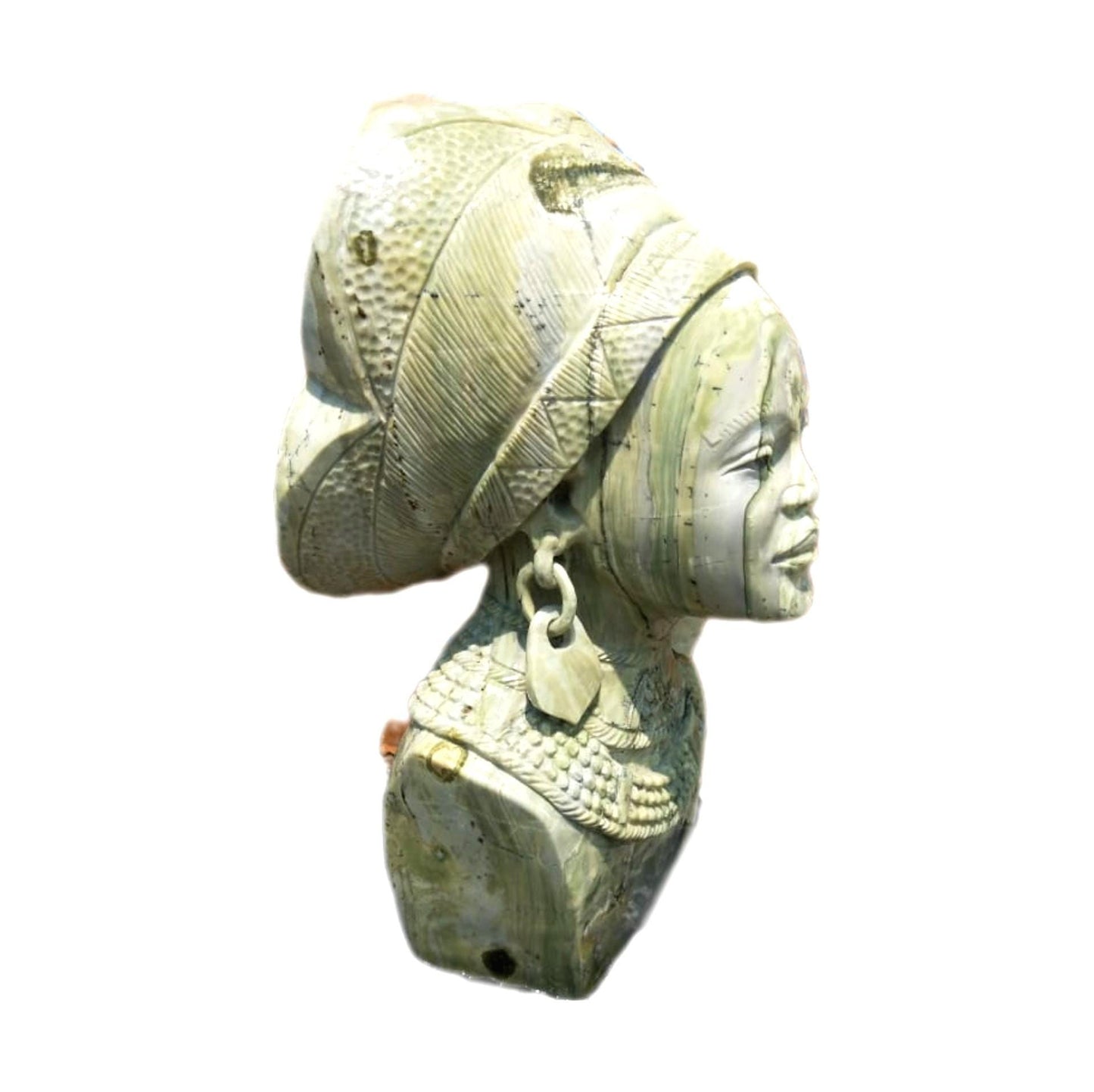 SHONA STONE SCULPTURE, lady bust statue, female head bust, butter jade stone, home decor statue, african statue, carving stone