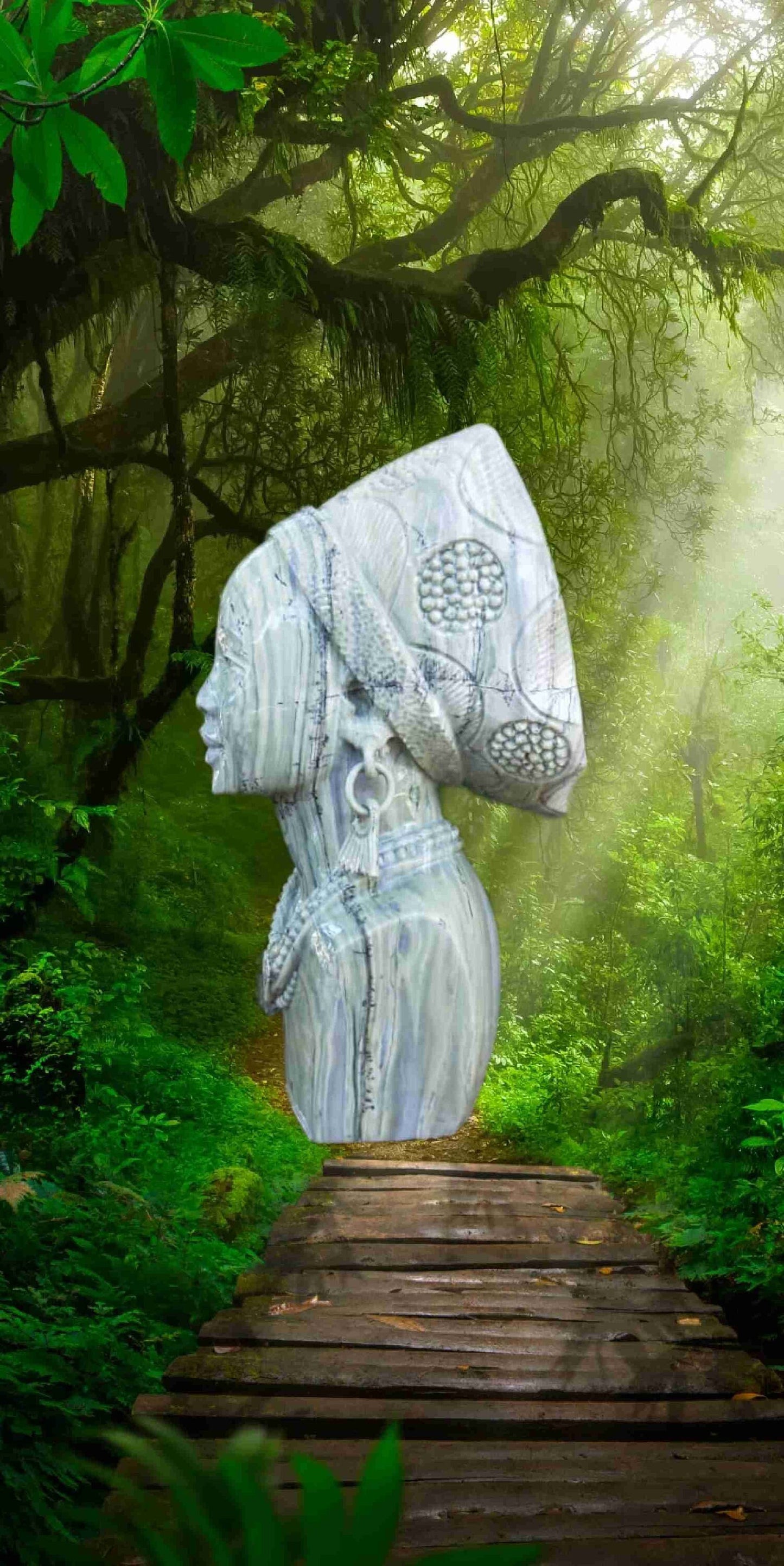 SHONA STONE SCULPTURE, lady bust statue, female head bust, butter jade stone, home decor statue, african statue, carving stone