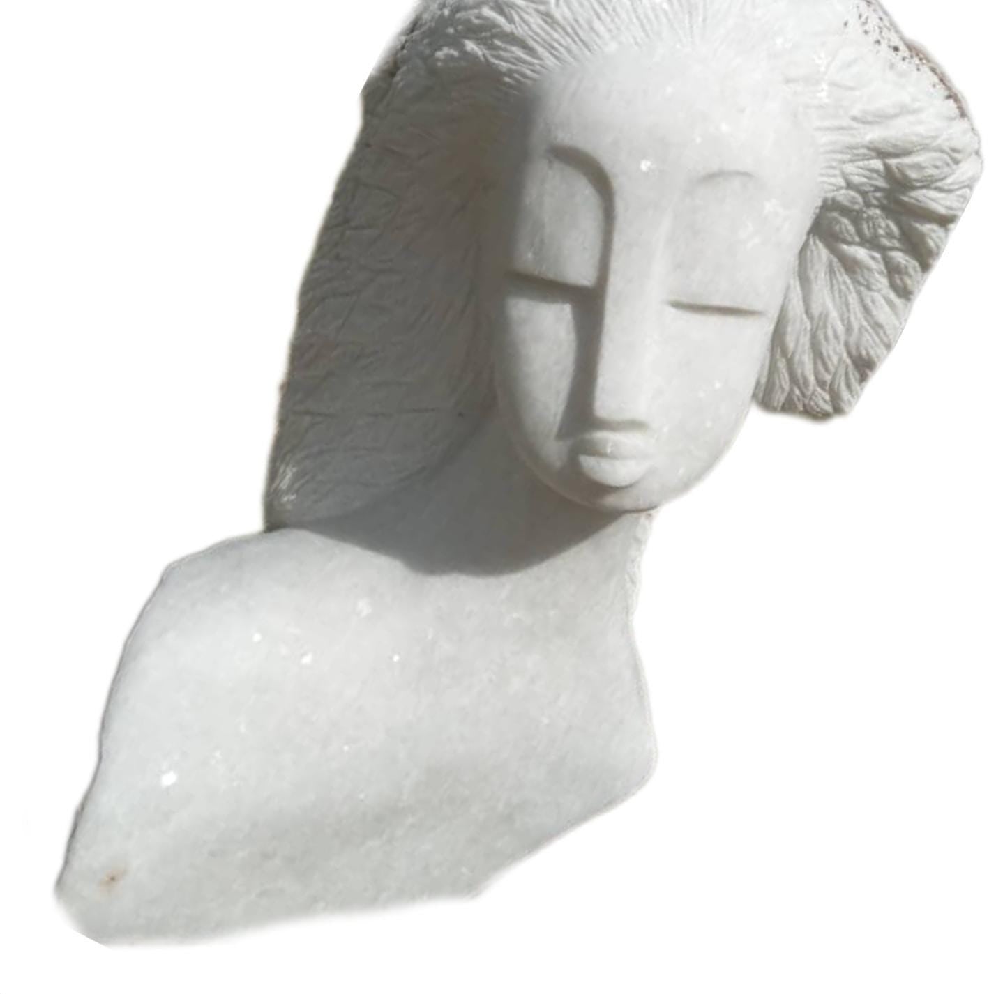 SHONA STONE SCULPTURE, lady bust statue, female head bust, dolomite stone, home decor statue, african statue, carving stone