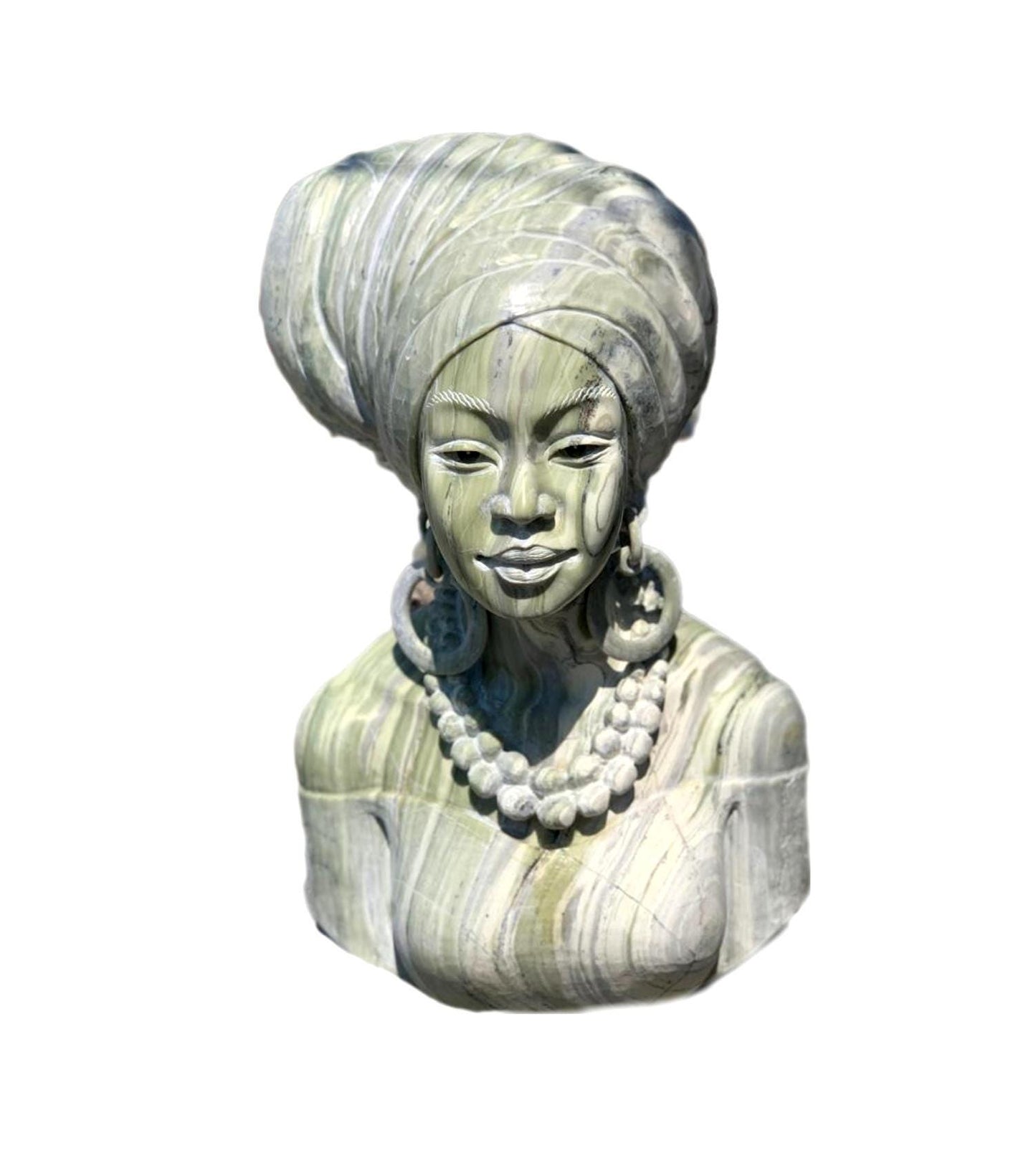 SHONA STONE SCULPTURE, lady bust statue, female head bust, butter jade stone, home decor statue, african statue, carving stone