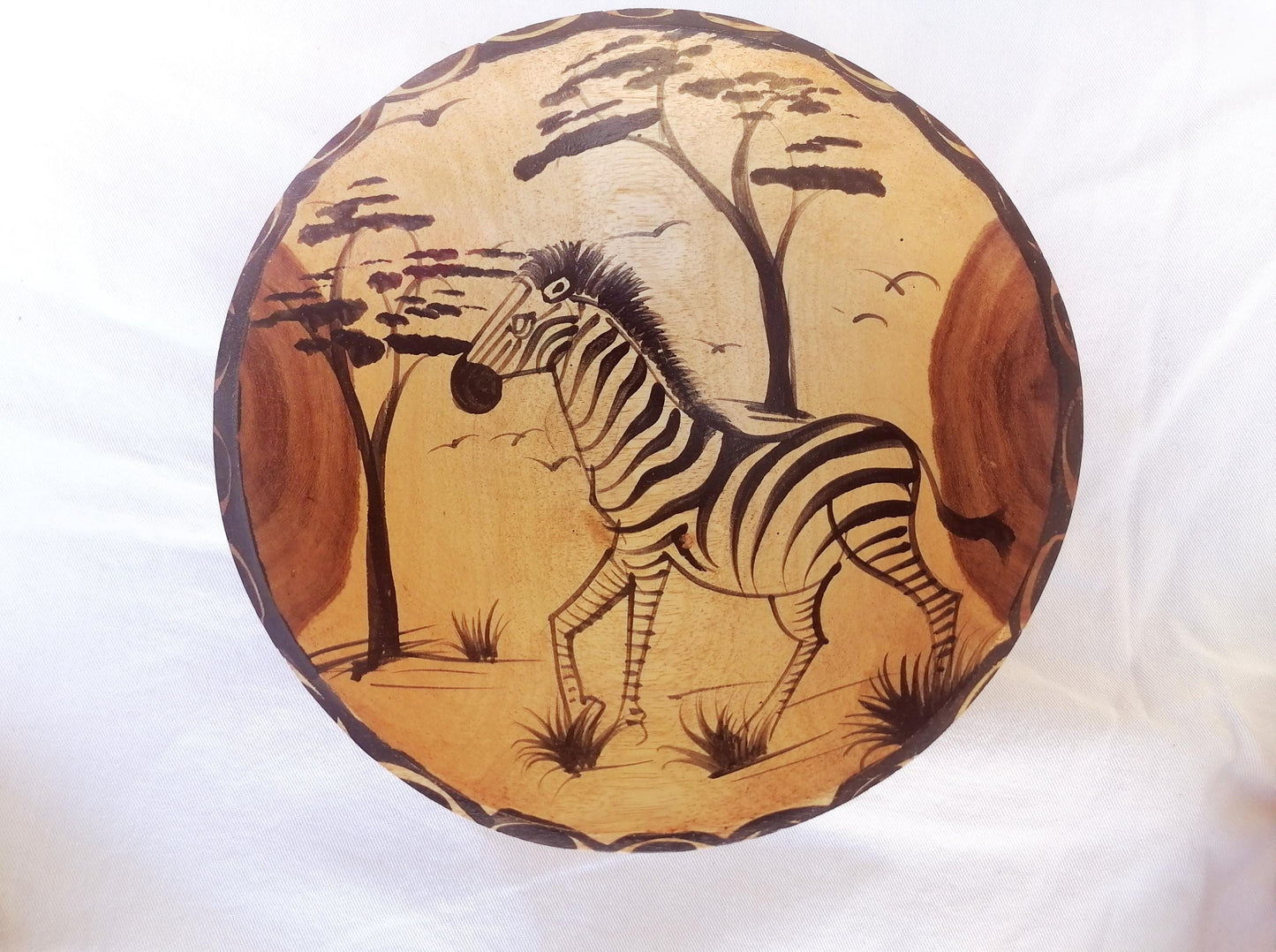 Handmade wooden bowl, decorative bowls, African artwork, geometric design, handpainted wildlife