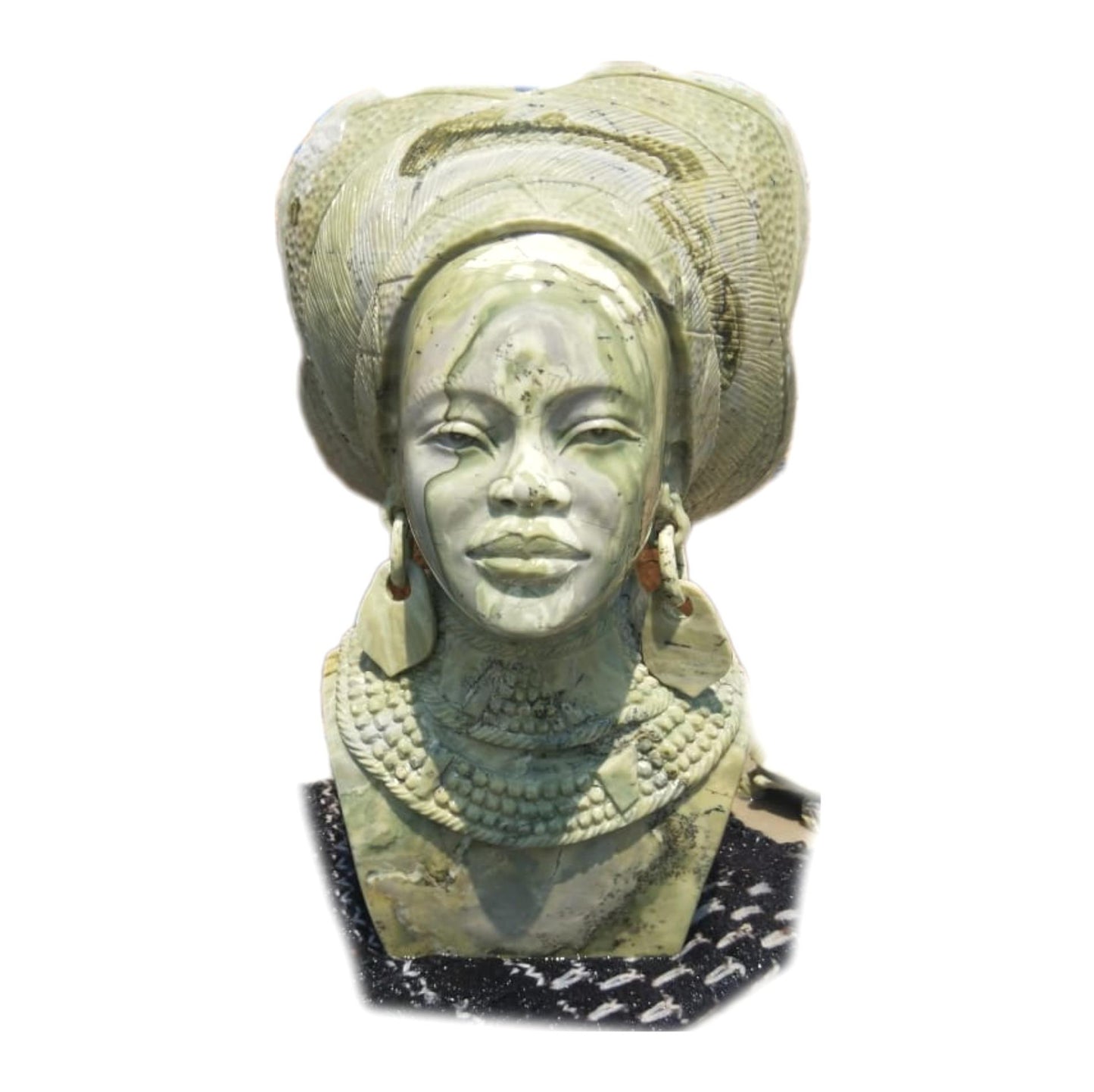 SHONA STONE SCULPTURE, lady bust statue, female head bust, butter jade stone, home decor statue, african statue, carving stone