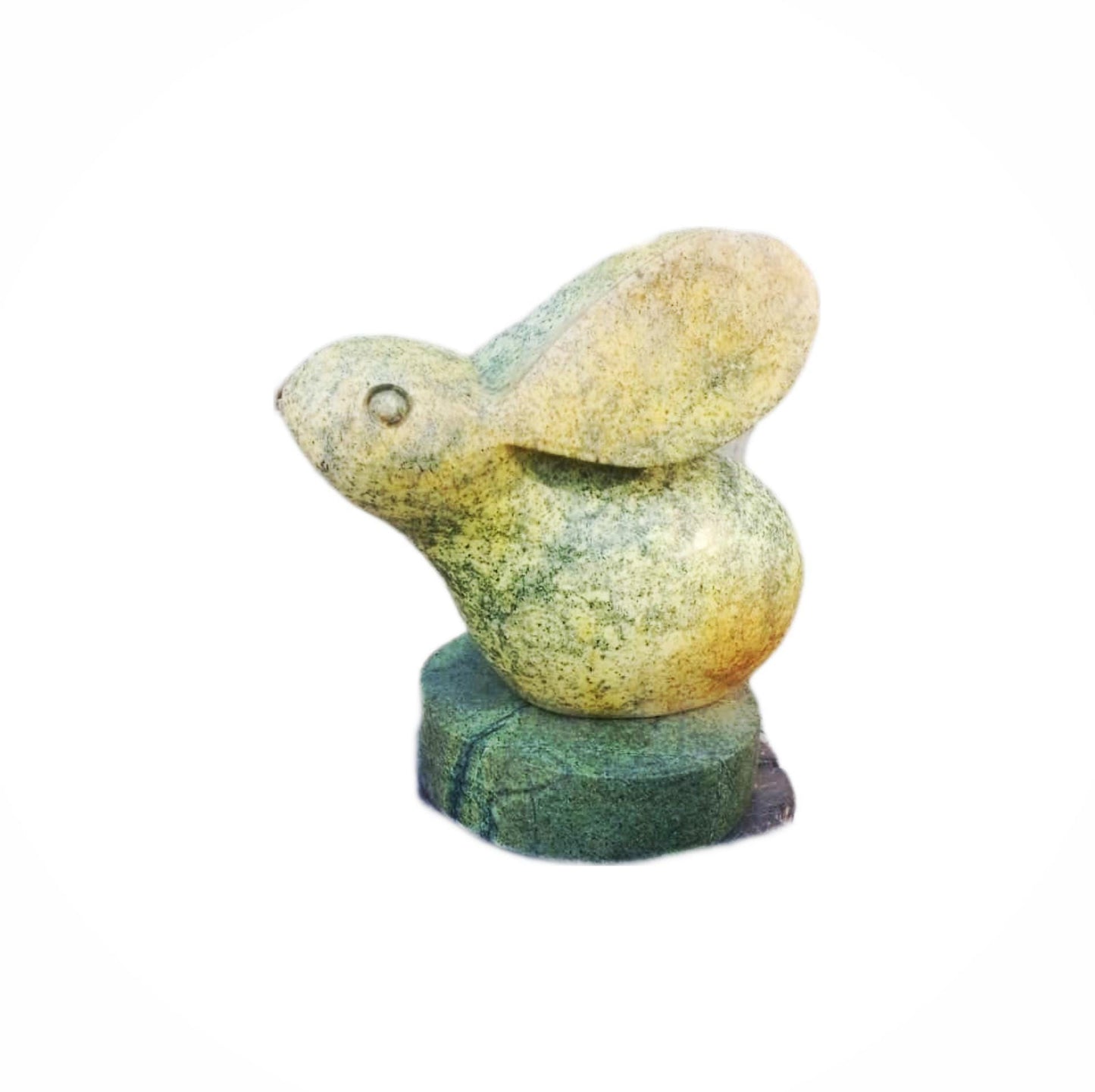 Unique Green Opal Stone Bunny Sculpture - Handcrafted African Art