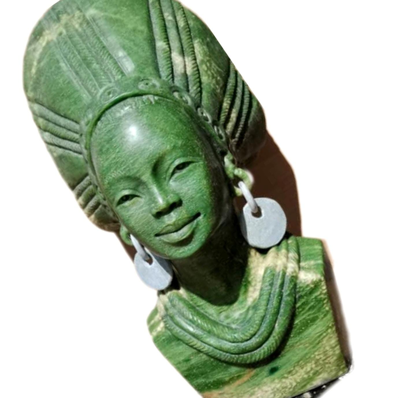 SHONA STONE SCULPTURE, verdite stone, female head bust, lady statue, home decor statue, african statue, carving stone