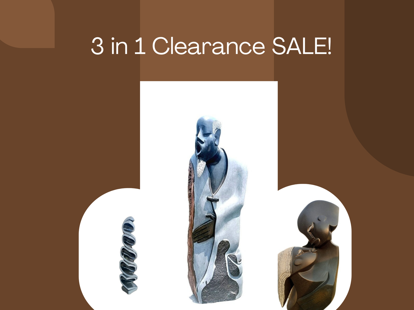 3 for 1 CLEARANCE SALE - Hand-Carved Stone Sculpture Set - Modern Art for Collector, Shona stone, figurative art, African art