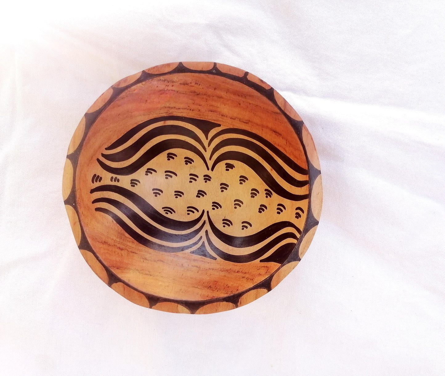 Handmade wooden bowl, decorative bowls, African artwork, geometric design, handpainted wildlife