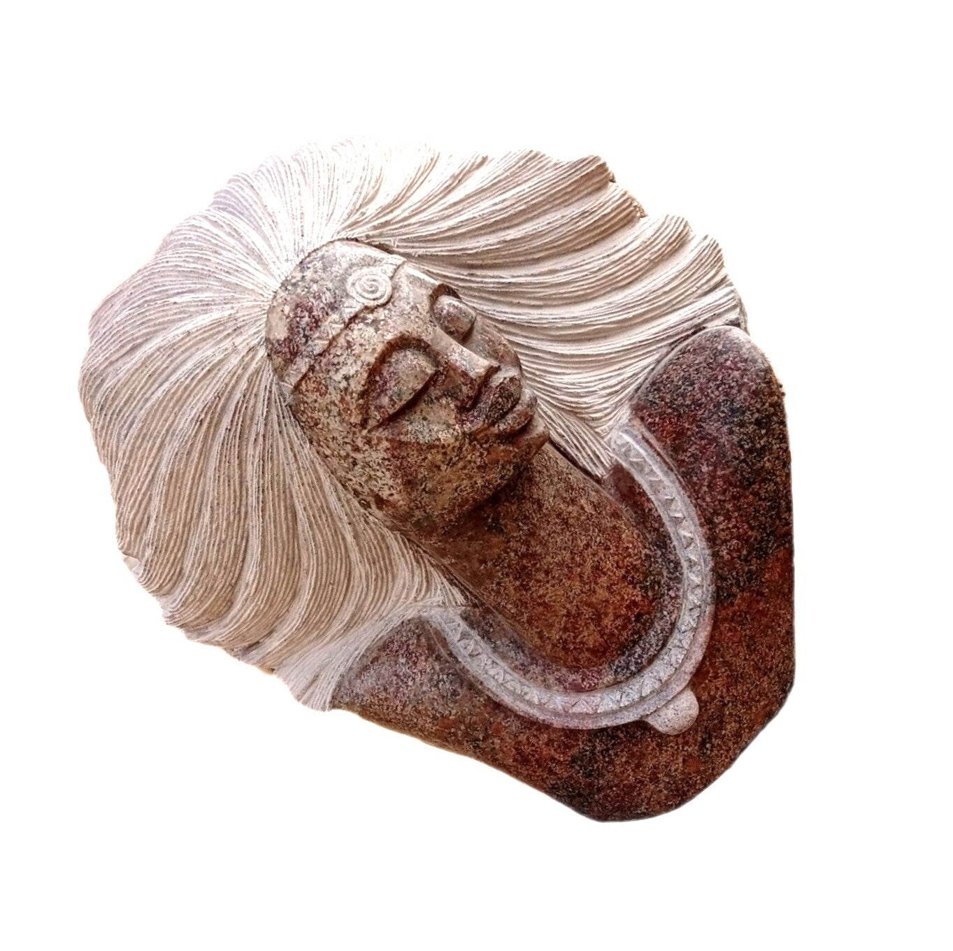 SHONA STONE SCULPTURE, lady bust statue, female head bust, granite stone, home decor statue, african statue, carving stone