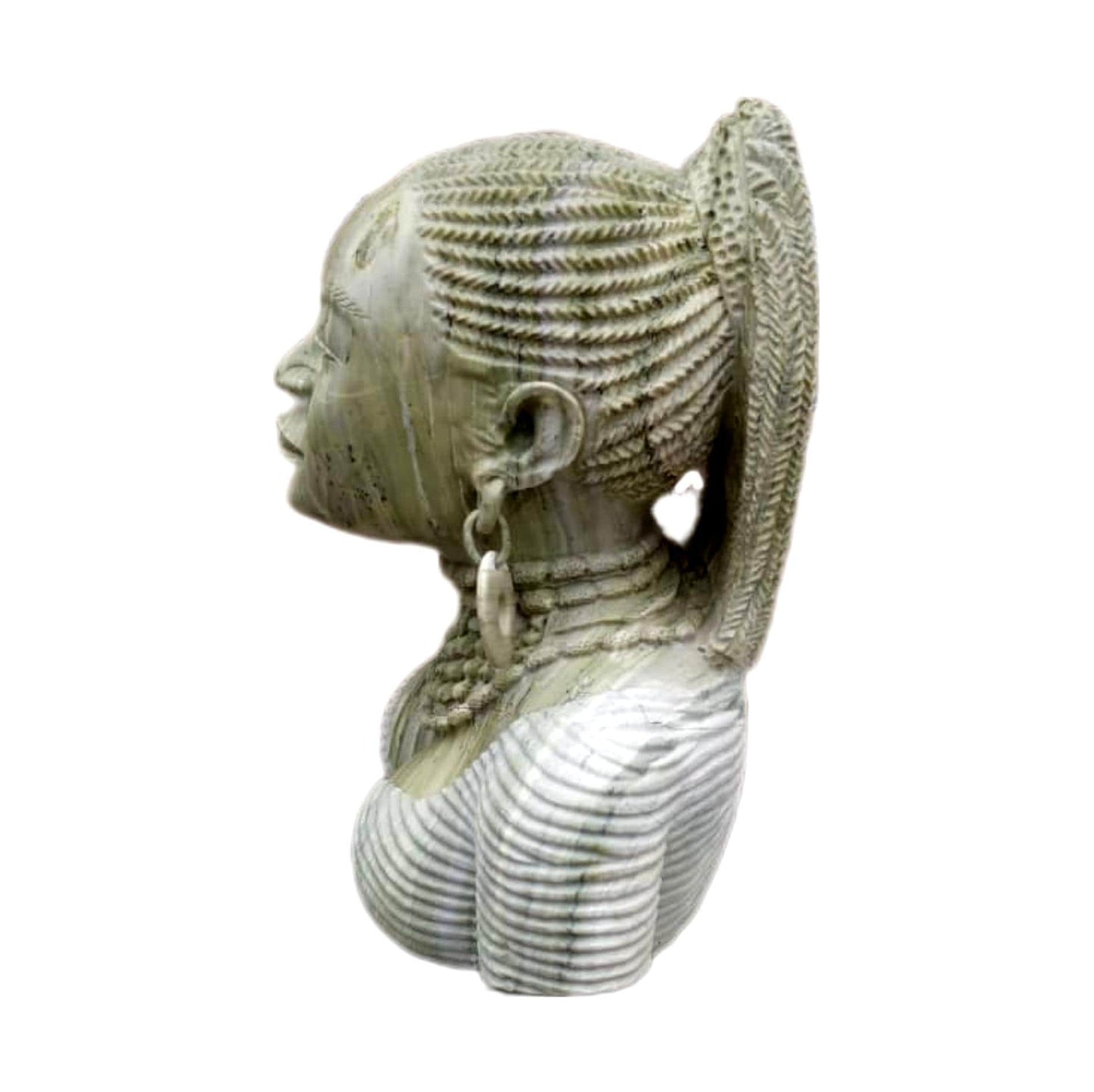 SHONA STONE SCULPTURE, lady bust statue, female head bust, butter jade stone, home decor statue, african statue, carving stone