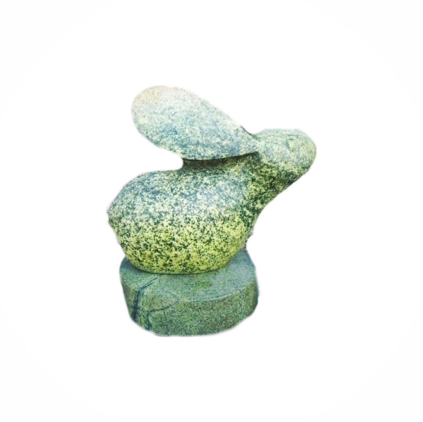 Unique Green Opal Stone Bunny Sculpture - Handcrafted African Art