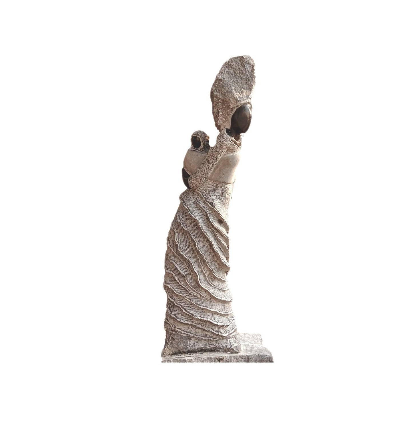 Shona stone sculpture, woman statue, female sculpture, Decorative statues, garden park décor, Mother's Gift, family statue