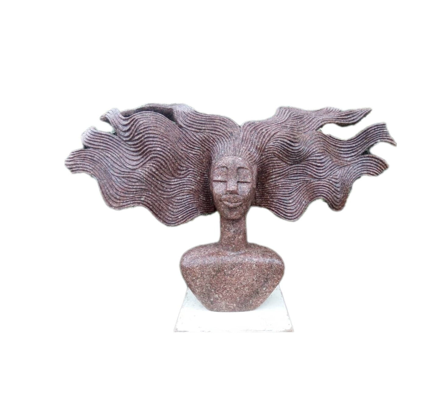 FEMALE HEAD BUST , shona stone sculpture, decorative statues, rose granite , lady bust statue, home decor statue, african statue,