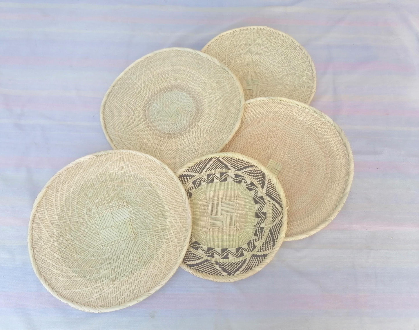 Authentic Binga Basket Set - Handwoven African Wall Decor, Set of 5