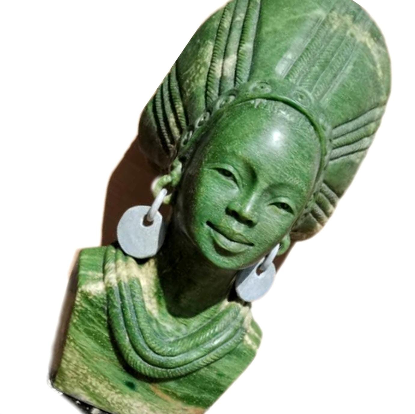 SHONA STONE SCULPTURE, verdite stone, female head bust, lady statue, home decor statue, african statue, carving stone