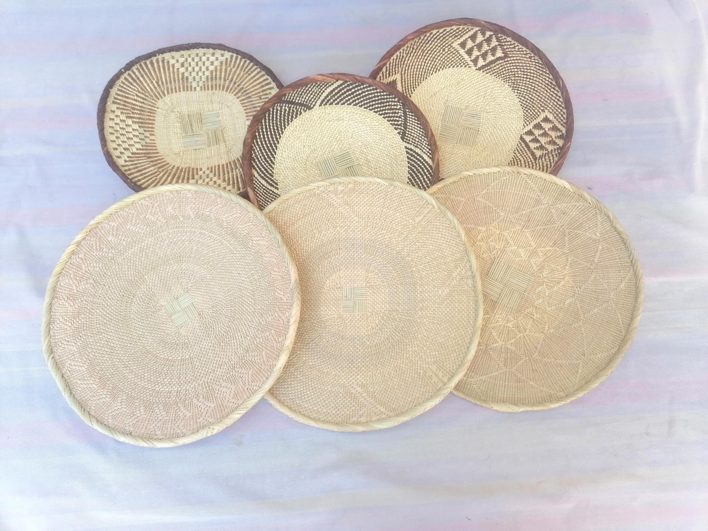 6 BINGA BASKET SET, Coastal décor, boho style , wall basket set, wall hanging decor , african wall decor, African Tonga baskets