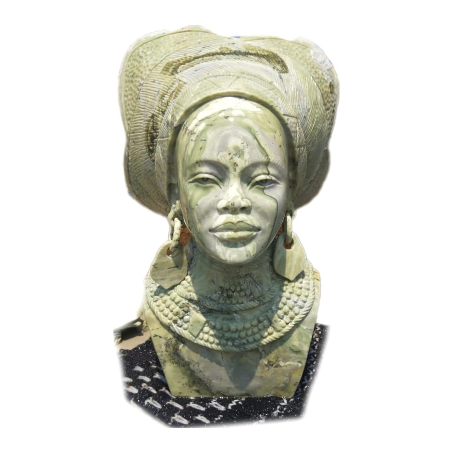 SHONA STONE SCULPTURE, lady bust statue, female head bust, butter jade stone, home decor statue, african statue, carving stone