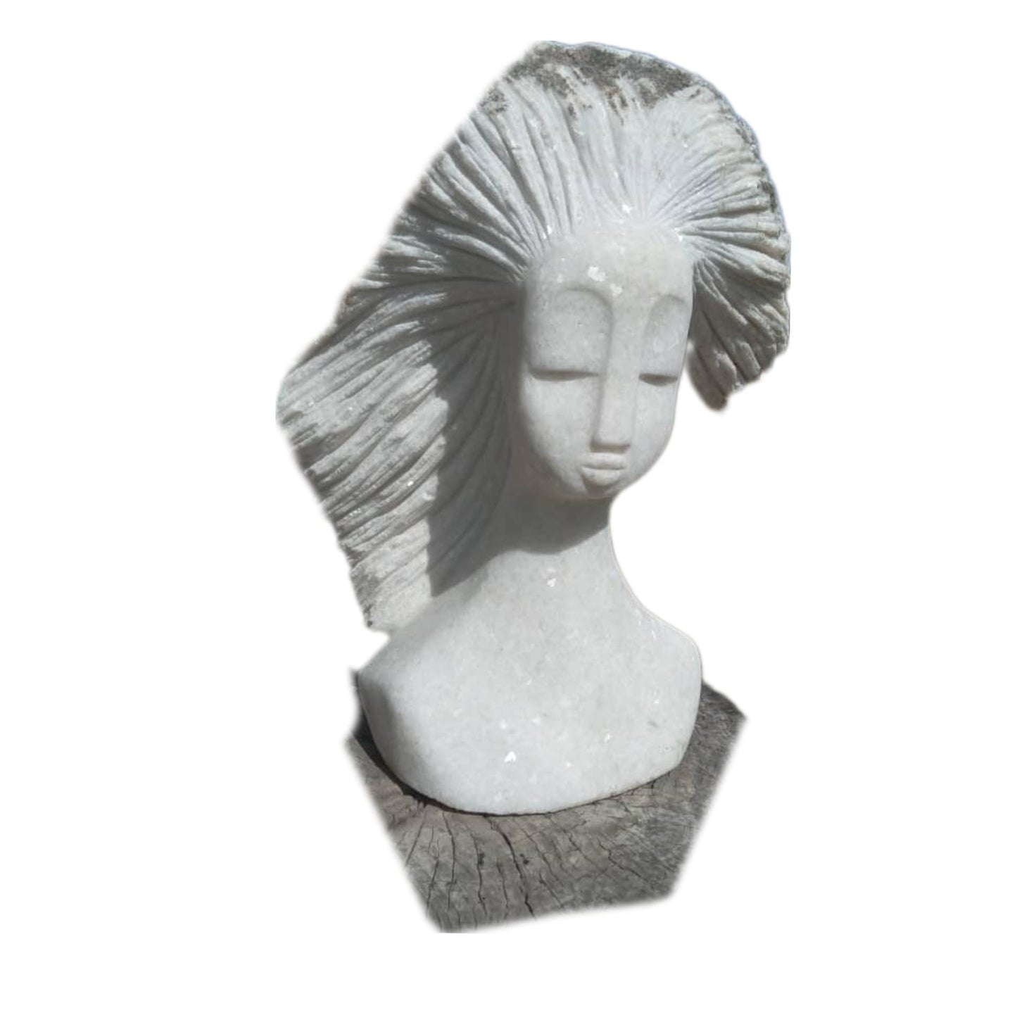 SHONA STONE SCULPTURE, lady bust statue, female head bust, dolomite stone, home decor statue, african statue, carving stone