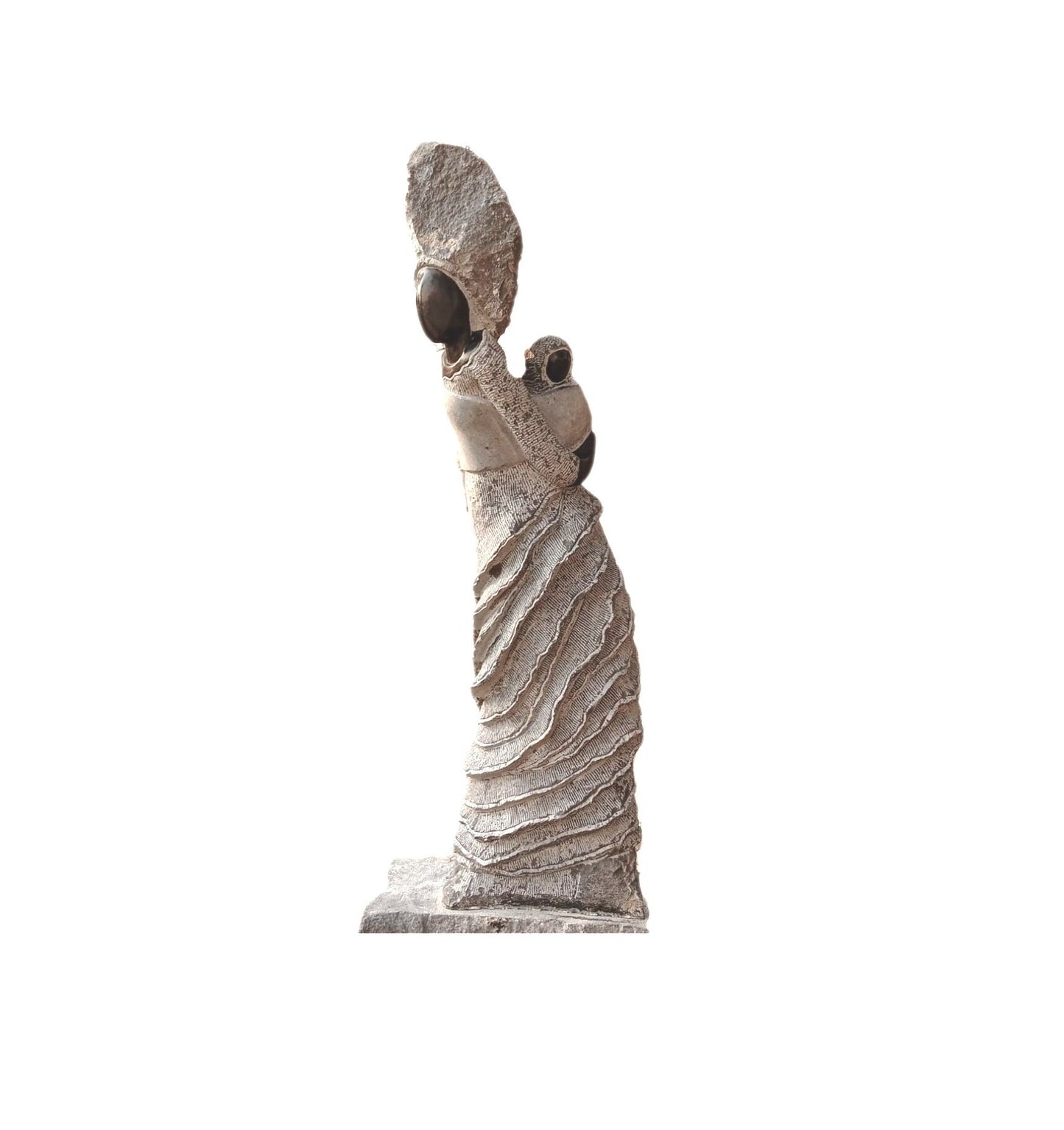Shona stone sculpture, woman statue, female sculpture, Decorative statues, garden park décor, Mother's Gift, family statue