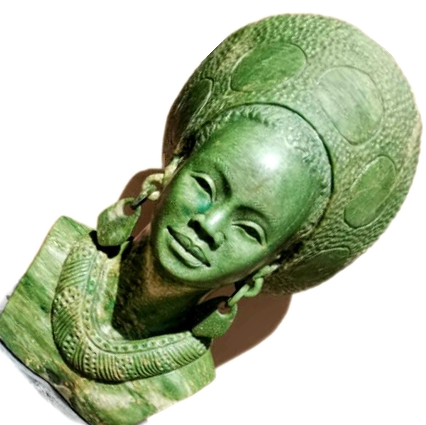 SHONA STONE SCULPTURE, verdite stone, female head bust, lady statue, home decor statue, african statue, carving stone