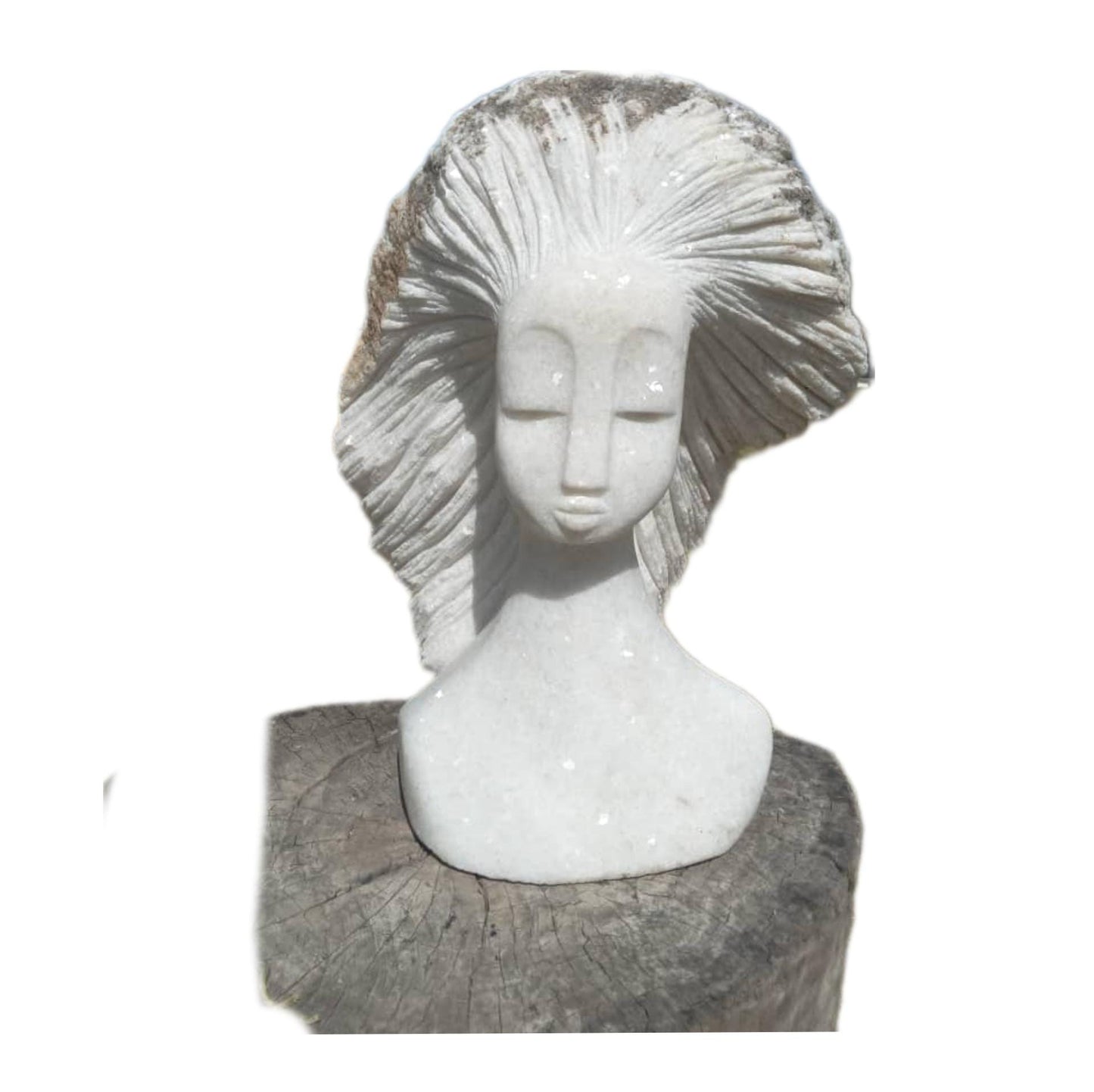 SHONA STONE SCULPTURE, lady bust statue, female head bust, dolomite stone, home decor statue, african statue, carving stone