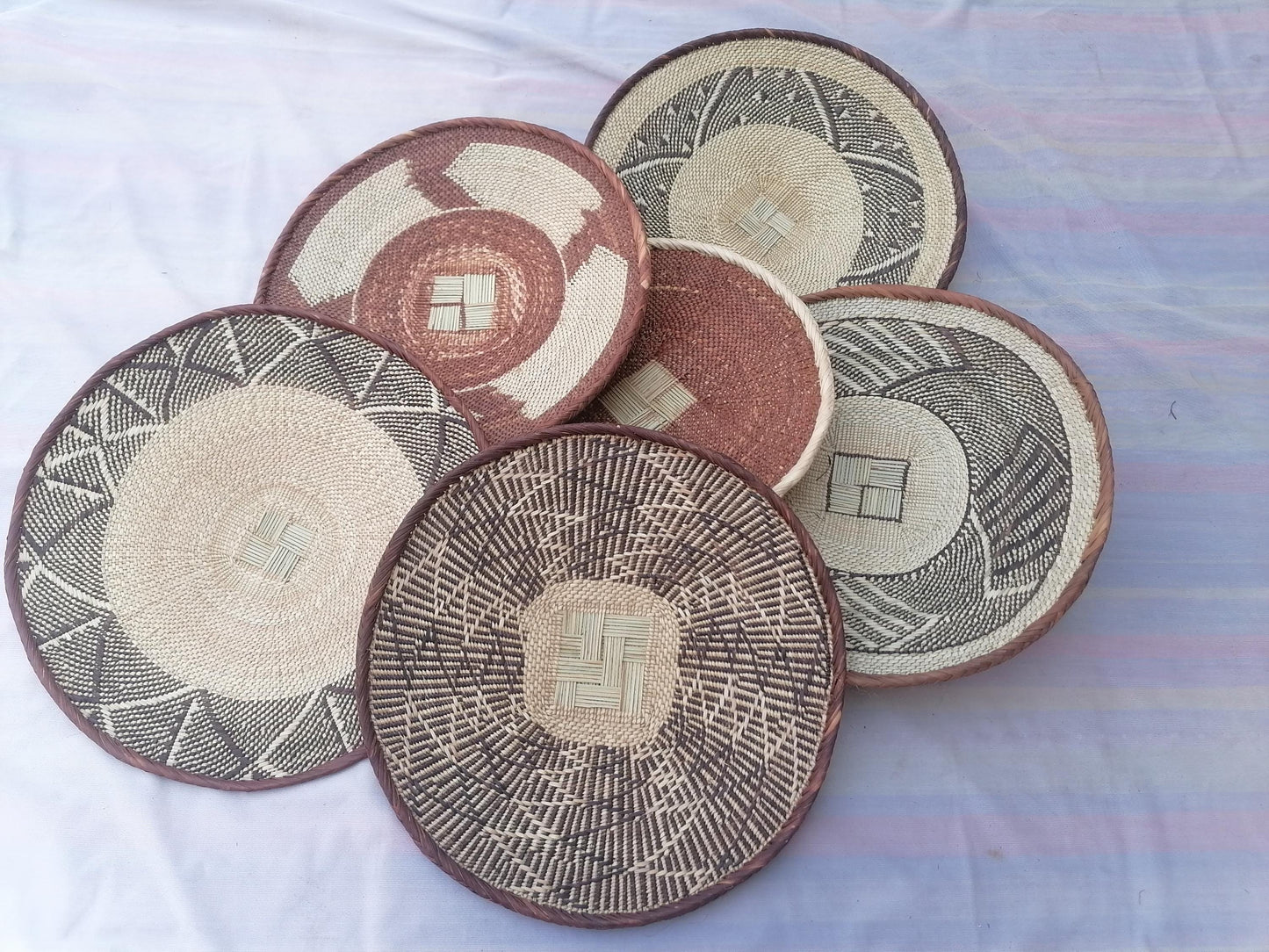6 Binga baskets, African decor, boho wall hanging, coastal décor, Mother's Gift, holiday gift, fair trade, handmade, unique decor.