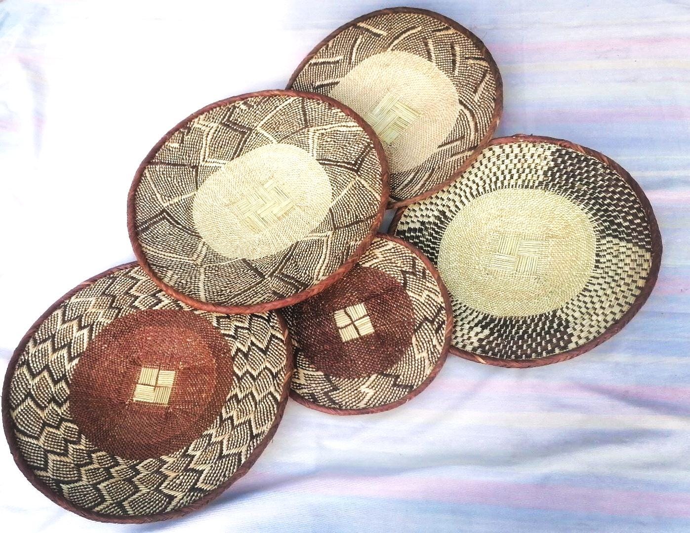 Authentic Binga Basket Set - Handwoven African Wall Decor, Set of 5