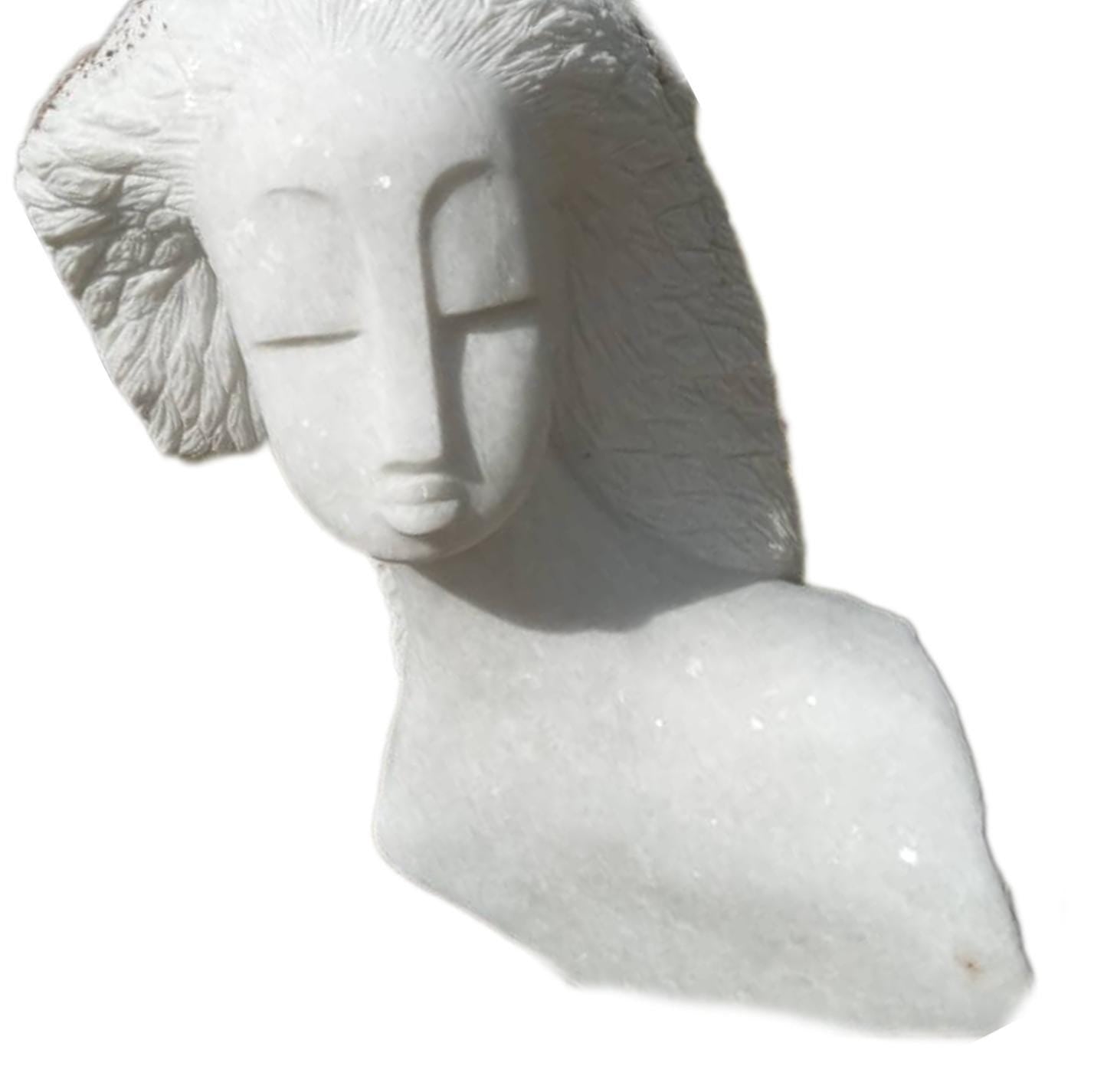 SHONA STONE SCULPTURE, lady bust statue, female head bust, dolomite stone, home decor statue, african statue, carving stone