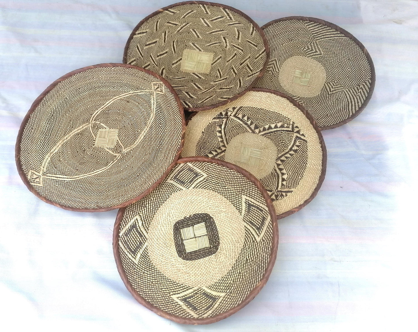 Authentic Binga Basket Set - Handwoven African Wall Decor, Set of 5