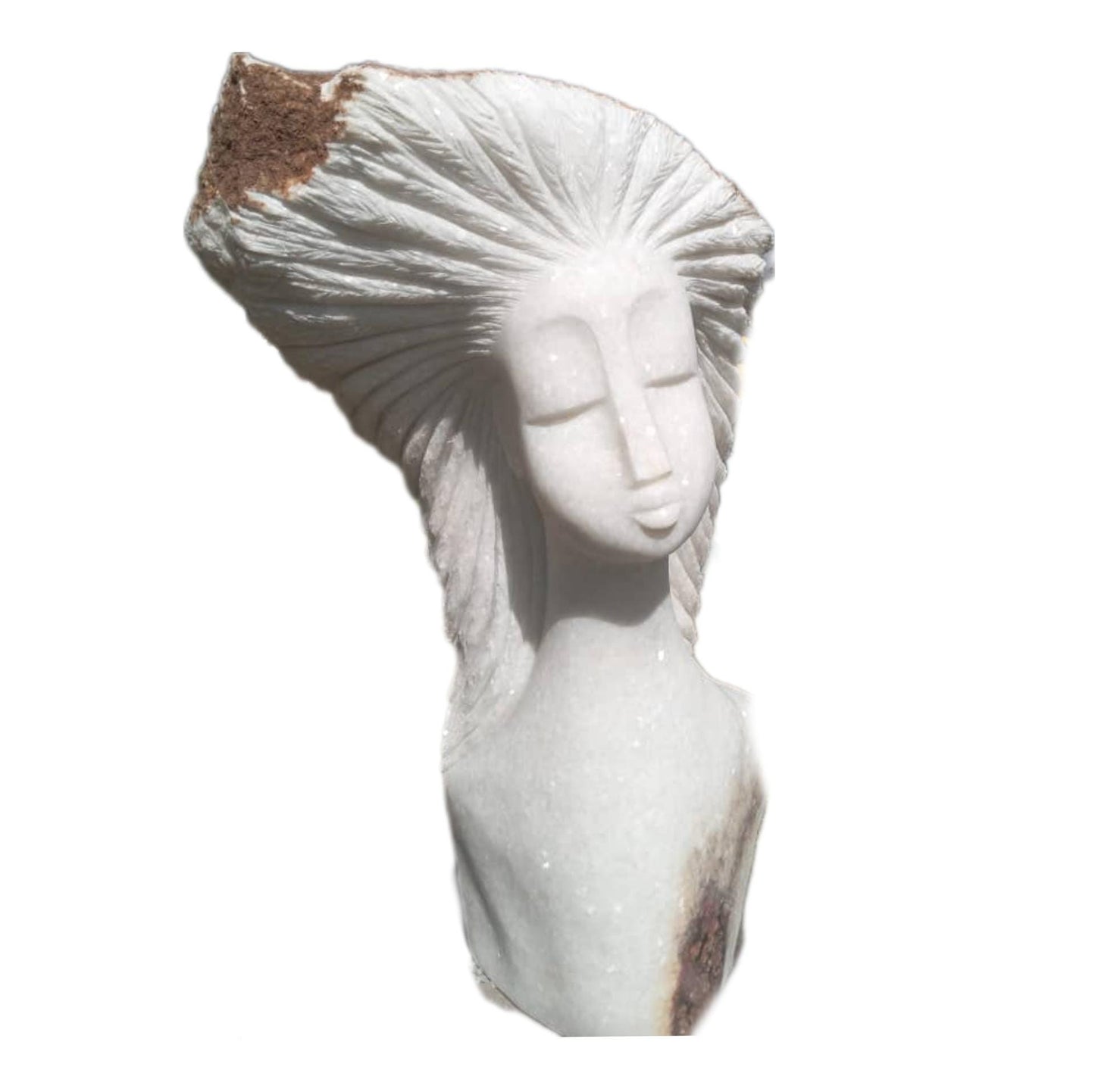 SHONA STONE SCULPTURE, lady bust statue, female head bust, dolomite stone, home decor statue, african statue, carving stone