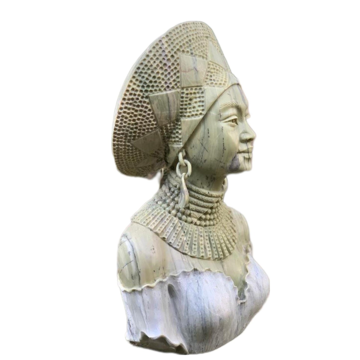 SHONA STONE SCULPTURE, lady bust statue, female head bust, butter jade stone, home decor statue, african statue, carving stone