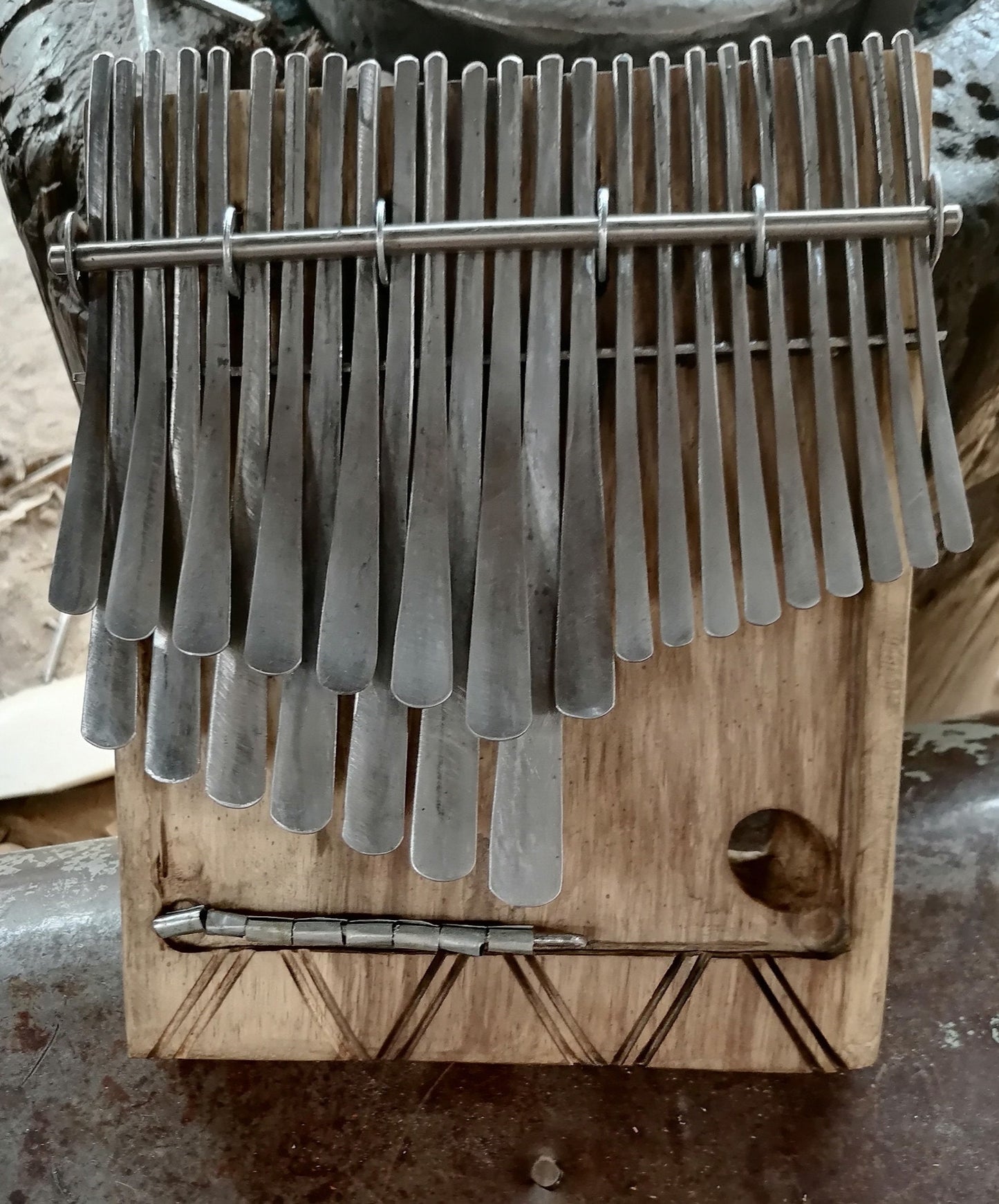 AFRICAN KALIMBA BASS , large 24 key mbira, finger piano, thumb piano, african instrument, made to order, with pick up, in F tune