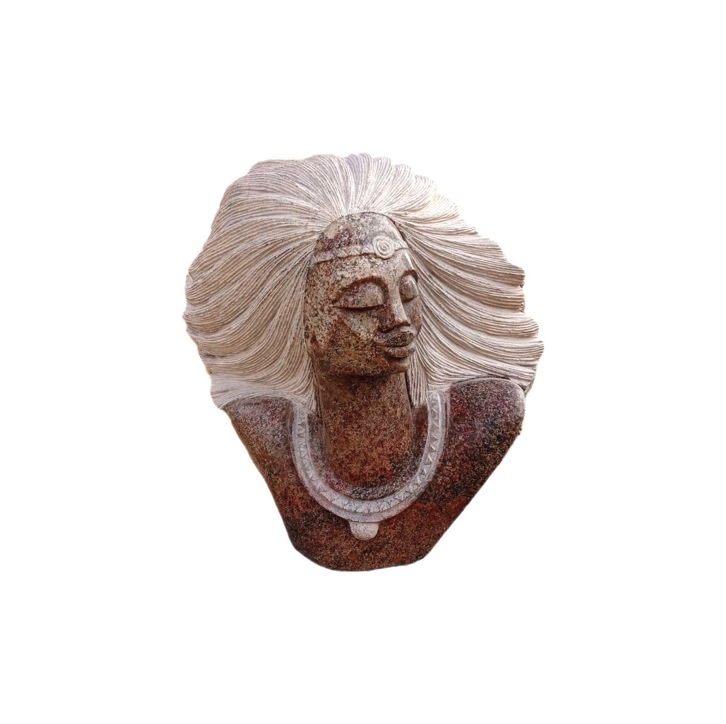 SHONA STONE SCULPTURE, lady bust statue, female head bust, granite stone, home decor statue, african statue, carving stone