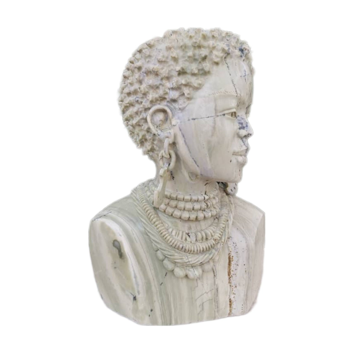 SHONA STONE SCULPTURE, lady bust statue, female head bust, butter jade stone, home decor statue, african statue, carving stone