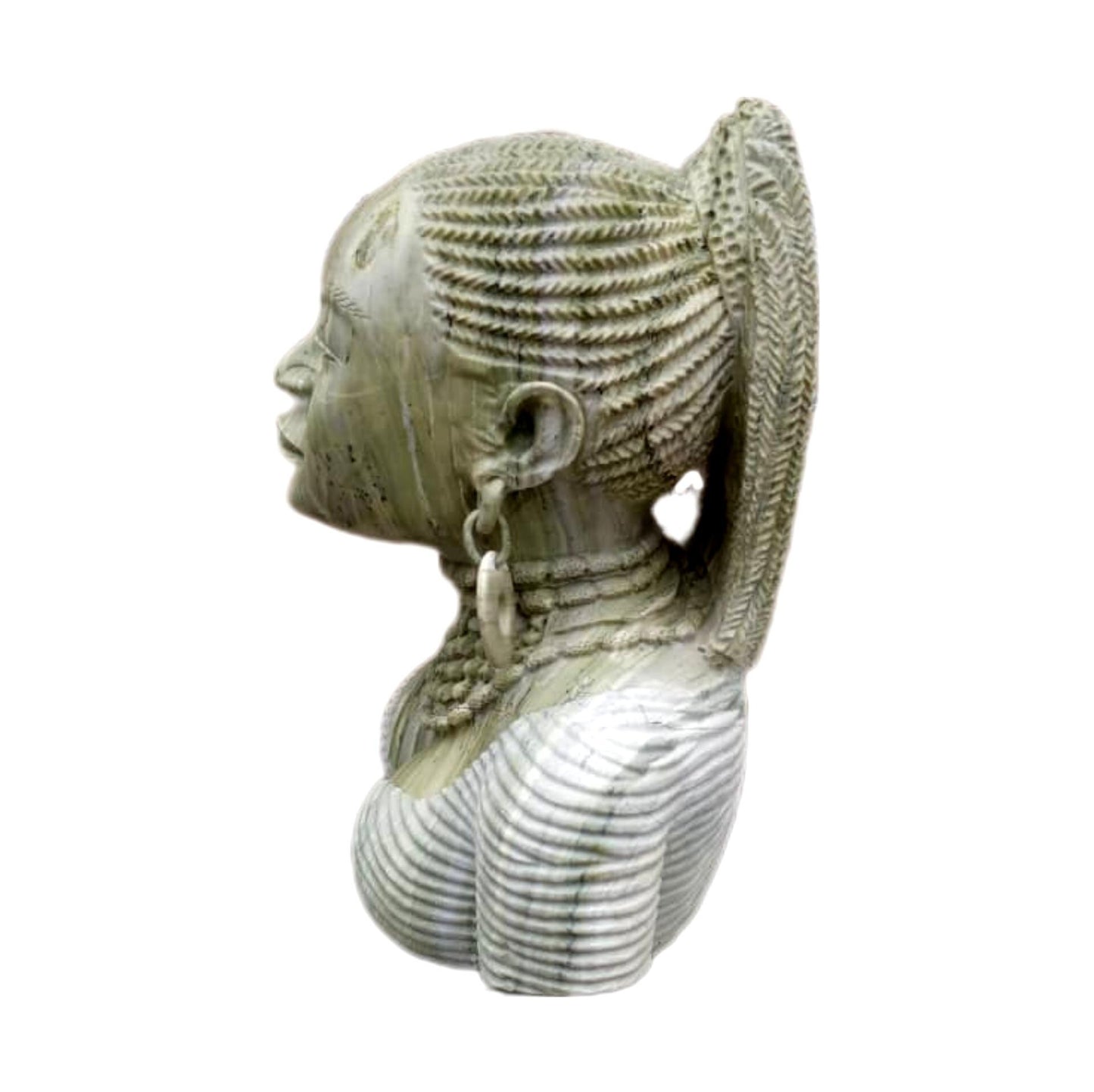 SHONA STONE SCULPTURE, lady bust statue, female head bust, butter jade stone, home decor statue, african statue, carving stone