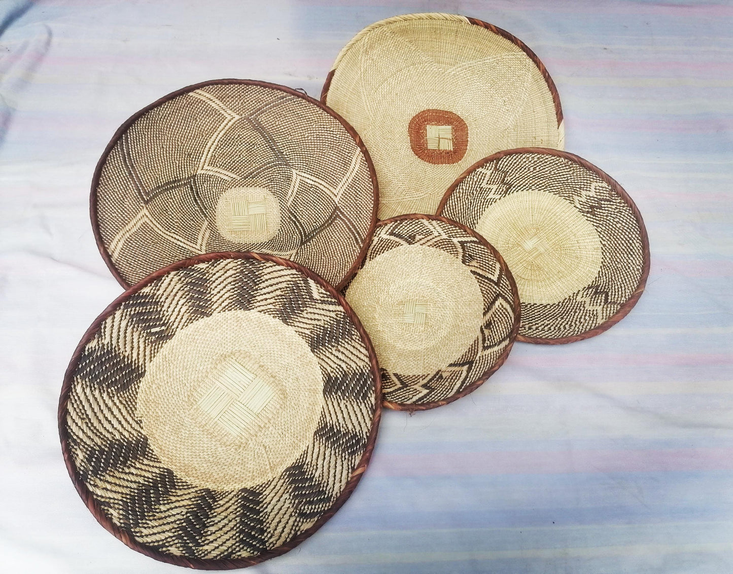 Authentic Binga Basket Set - Handwoven African Wall Decor, Set of 5