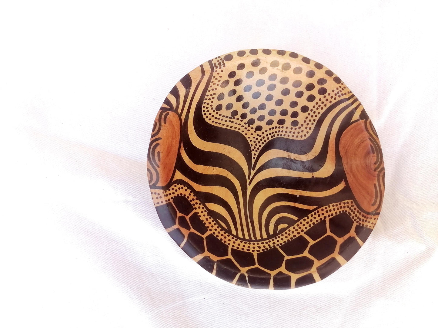 Handmade wooden bowl, decorative bowls, African artwork, geometric design, handpainted wildlife