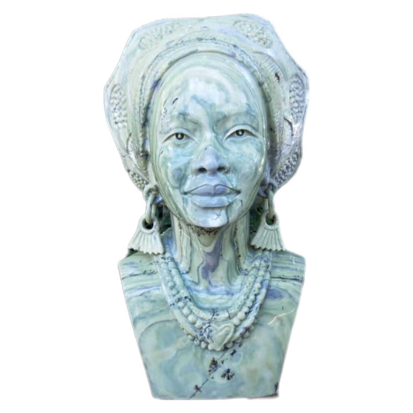 SHONA STONE SCULPTURE, lady bust statue, female head bust, butter jade stone, home decor statue, african statue, carving stone
