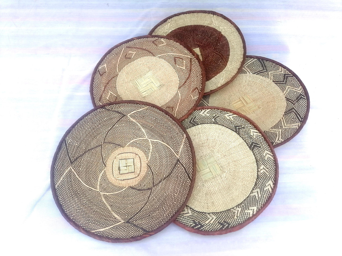 5 BINGA BASKET SET, Coastal décor, boho style , wall basket set, wall hanging decor , african wall decor, African Tonga baskets