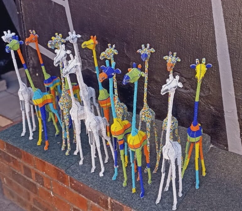Beaded Giraffes | boho chic |animal figurines, African Beaded Animals | unique home décor | Bead and Wire Animals , unique home decor