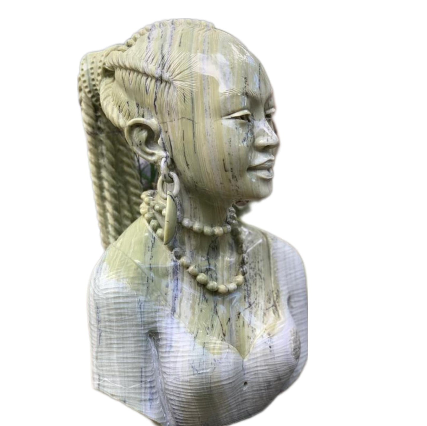 SHONA STONE SCULPTURE, lady bust statue, female head bust, butter jade stone, home decor statue, african statue, carving stone