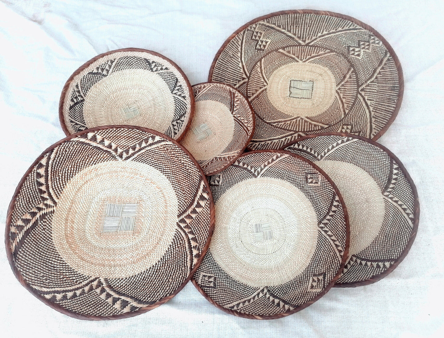 6 BINGA BASKET SET, Coastal décor, boho style , wall basket set, wall hanging decor , african wall decor, African Tonga baskets