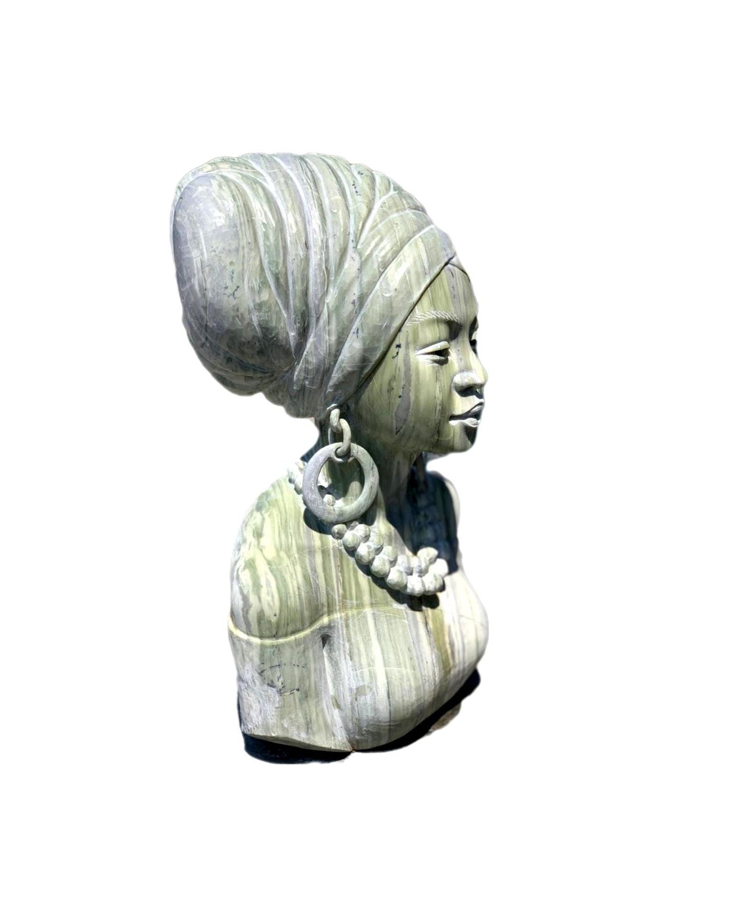SHONA STONE SCULPTURE, lady bust statue, female head bust, butter jade stone, home decor statue, african statue, carving stone