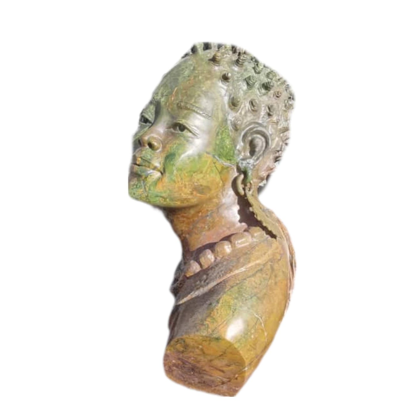 SHONA STONE SCULPTURE, lady bust statue , female head bust, decorative statue, verdite stone , home decor statue, african statue