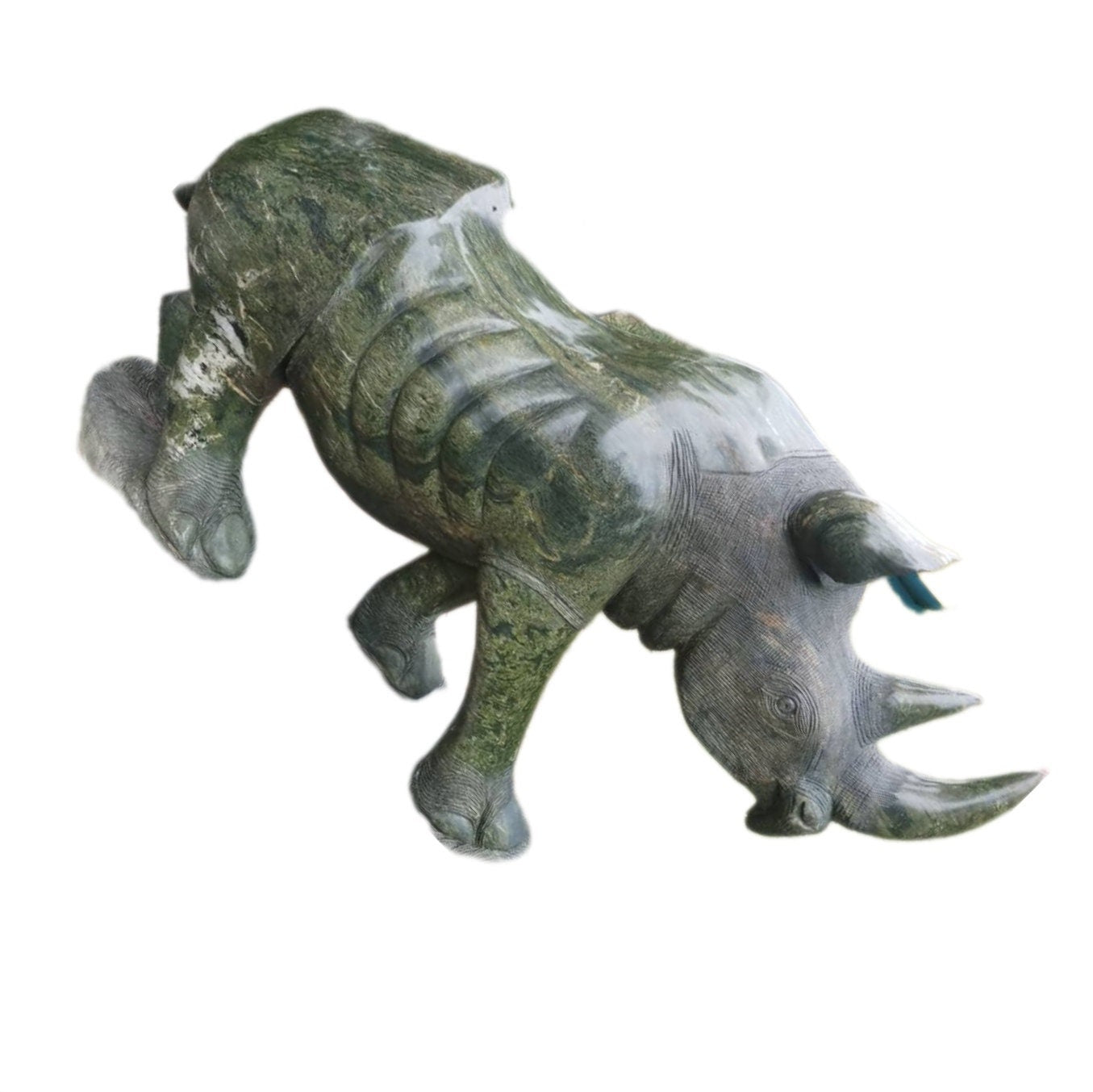 RHINO STONE SCULPTURE , verdite stone , wildlife art, home decor statue, african statue, decorative stone