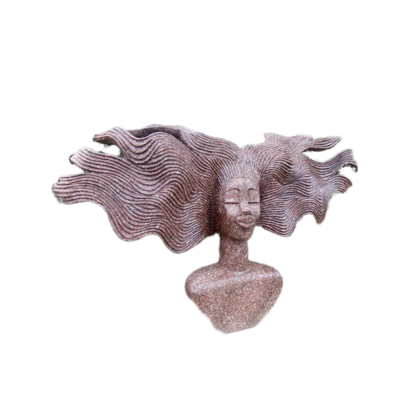 FEMALE HEAD BUST , shona stone sculpture, decorative statues, rose granite , lady bust statue, home decor statue, african statue,