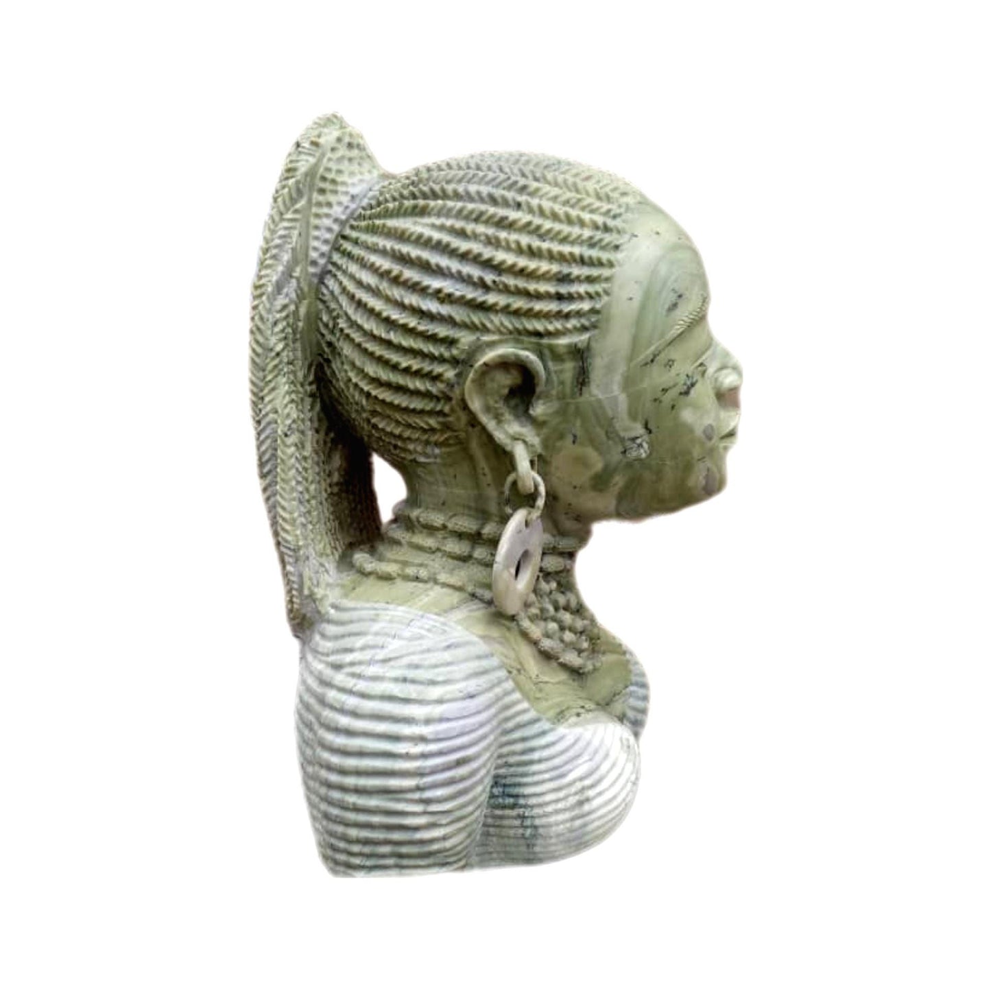 SHONA STONE SCULPTURE, lady bust statue, female head bust, butter jade stone, home decor statue, african statue, carving stone