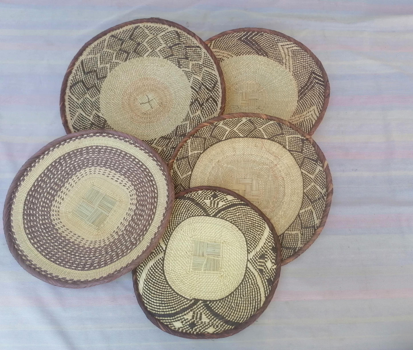 Authentic Binga Basket Set - Handwoven African Wall Decor, Set of 5