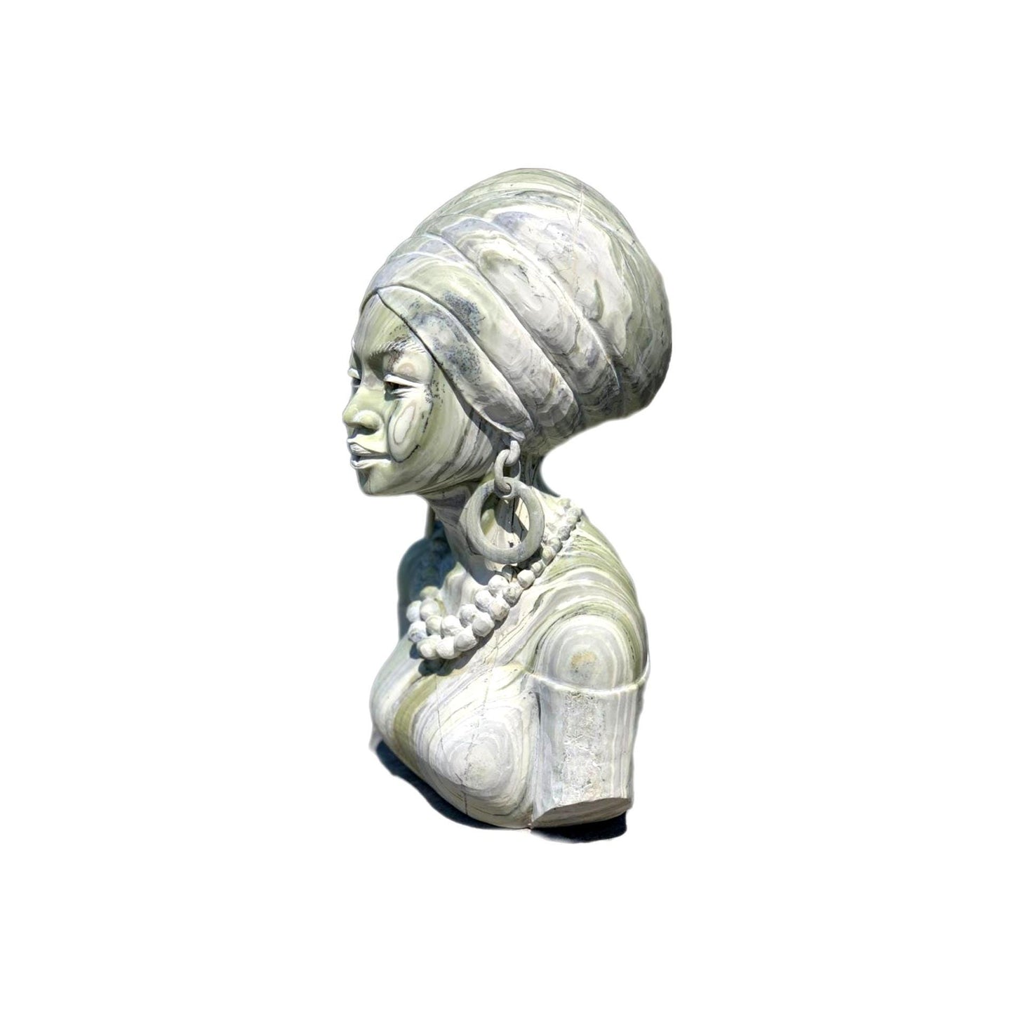 SHONA STONE SCULPTURE, lady bust statue, female head bust, butter jade stone, home decor statue, african statue, carving stone