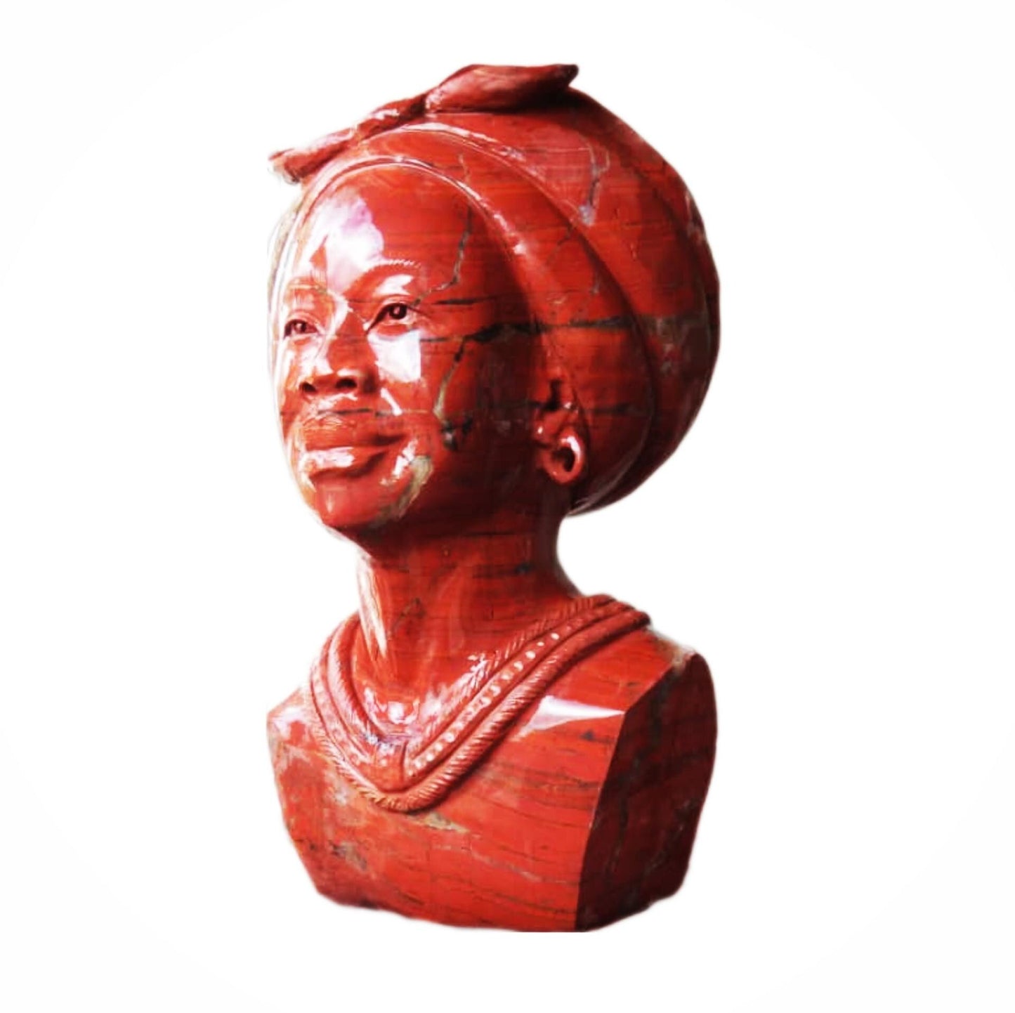 Sold! Female Bust statue, shona stone sculpture, well polished, red jasper, gift for her, handmade gift, lady bust statue, african stone