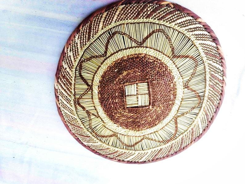 5 BINGA-KORB-SET, Küstendeko, Boho-Stil, Wandkorb-Set, Wandbehang-Deko, afrikanische Wanddeko, afrikanische Tonga-Körbe